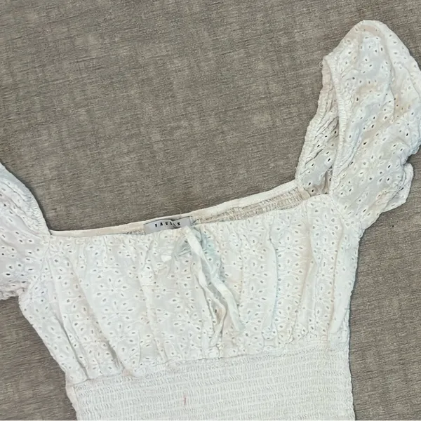 FAVLUX White Ruffled Puff Sleeve Dress - Image 3