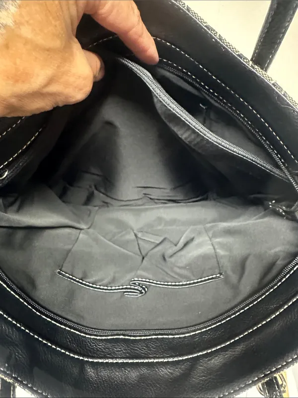Nine West Tan and Black Geometric Tote - Image 5