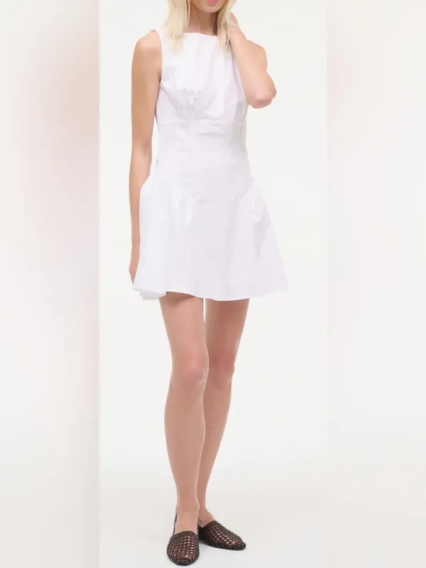 NEW STAUD Gwen white poplin cotton sleeveless Minidress Sz 8 - Image 2