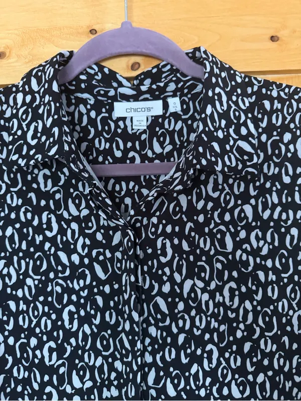 Chico's Zenergy Neema Bungee Hem Shirt Dress Animal Print Pockets Size Small - Image 5