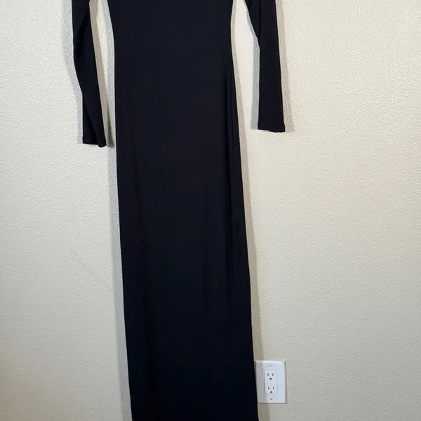 Skims Black Long Sleeve Midi Dress Womens M Bodycon Baddie Modest Minimalist - Image 7