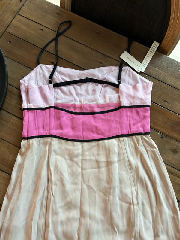 NWT Anthropologie Maeve Colorblock Pink Slip Midi Dress 4 - Image 11
