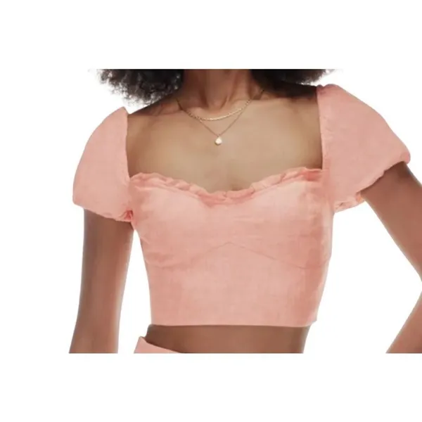 Aritzia Wilfred wander organic linen crop blouse Medium - Image 2