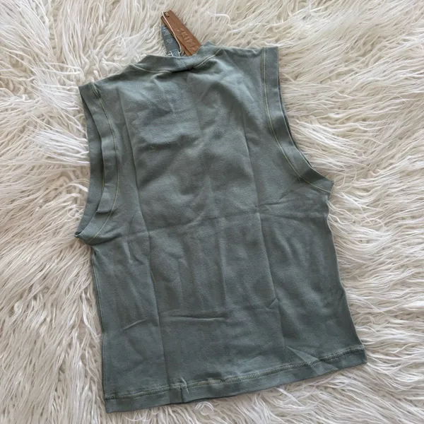 Skims Cotton Jersey Mock Neck Tank Mineral Size Medium - Image 6