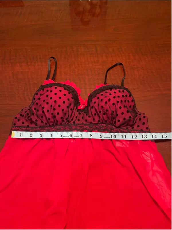 Linea Donatella Red Black Lace Babydoll Chemise Thong Set NWT Size S and M - Image 8