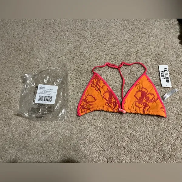 Out from under orange and pink off shore triangle bikini top never worn M/L - Image 3