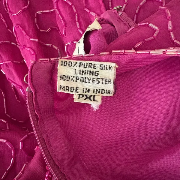 Vintage 80s Scala Beaded Sequin Cocktail Party Dress Fuschia Pink Size‎ PXL - Image 9