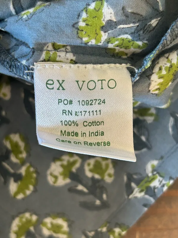 Boutique Ex Voto Iris Blue Tie-Shoulder Floral Maxi Dress XS/S NWT Boho Cotton Sundress - Image 7
