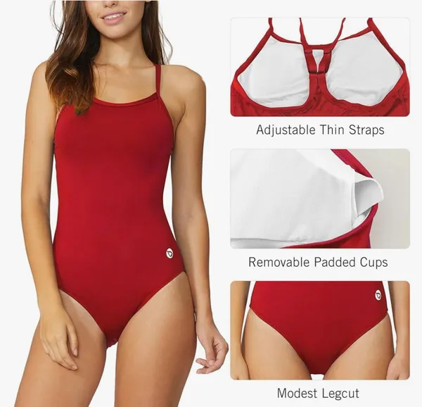 Baleaf Women's Athletic Training Adjustable Strap One Piece Swimsuit - Image 4