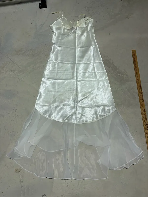 Victoria’s Secret vintage gold label Ivory white Lace Trim Slip Dress Chiffon s - Image 8
