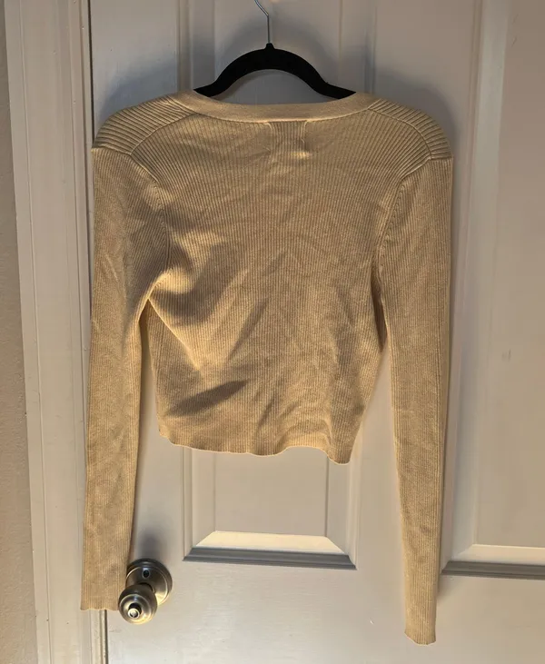 Princess Polly Yellow Cropped Button Up Sweater - Image 2