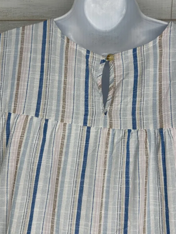 NWOT August Sky Striped Womens Mini Tiered Flutter Sleeve Dress Size Medium - Image 6