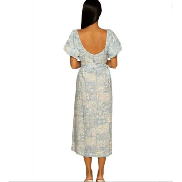 SHORE winnie wrap‎ midi dress in caribbean - Image 3