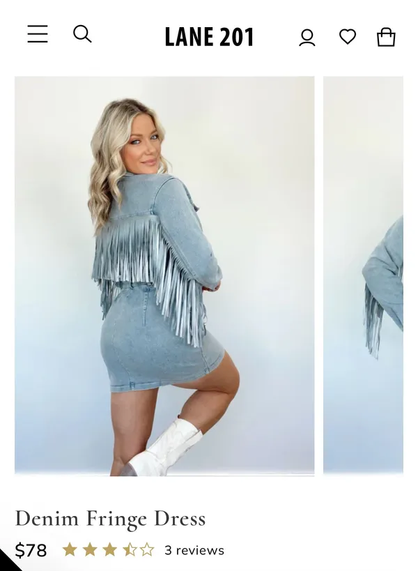 Lane 201 Denim Fringe Dress - Image 3