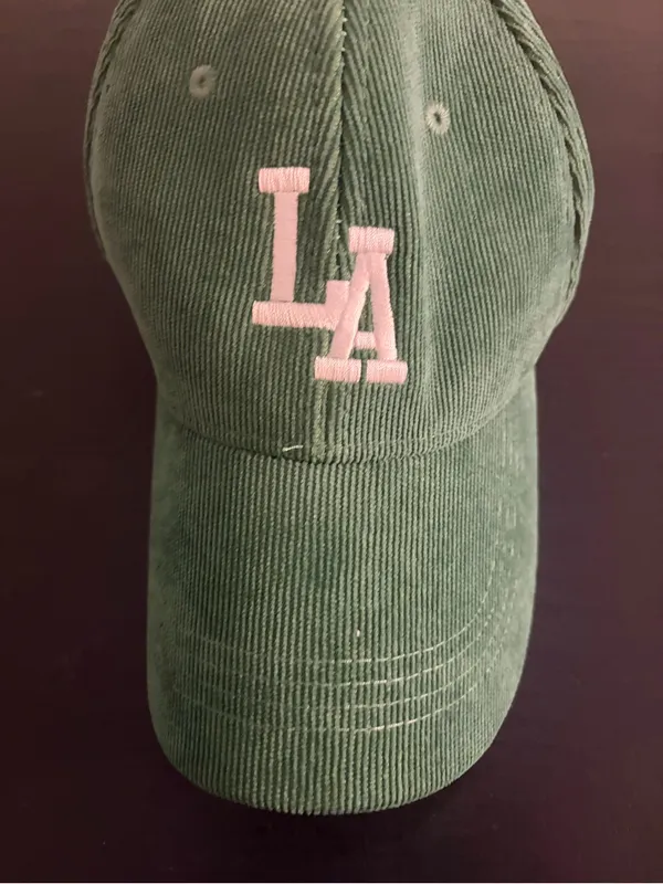 Green Corduroy LA Baseball Cap - Image 2