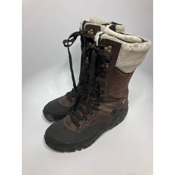 Merrell Winter Boots Womens 7.5 Brown Good Espresso Waterproof Vibram Insulated - Image 4