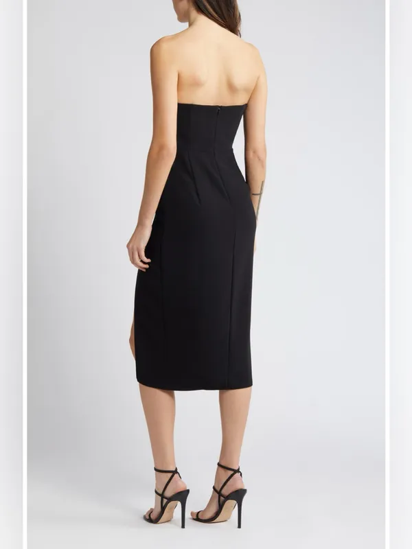 Amanda Uprichard Puzzle Strapless Midi Dress in Black M - Image 3