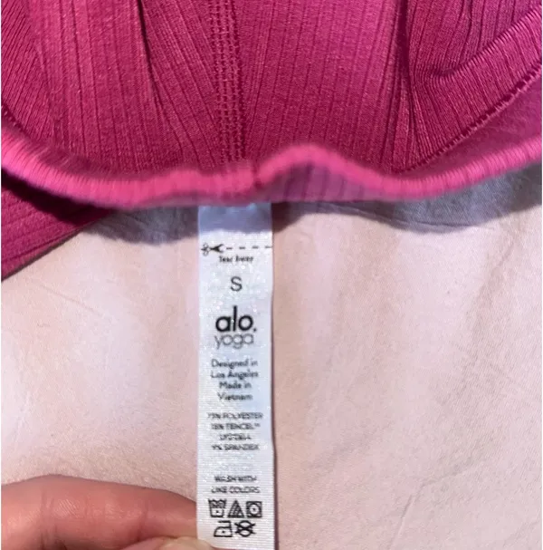 Alo Ribbed High-Waist 7/8 Blissful Legging - Raspberry Sorbet - Image 4