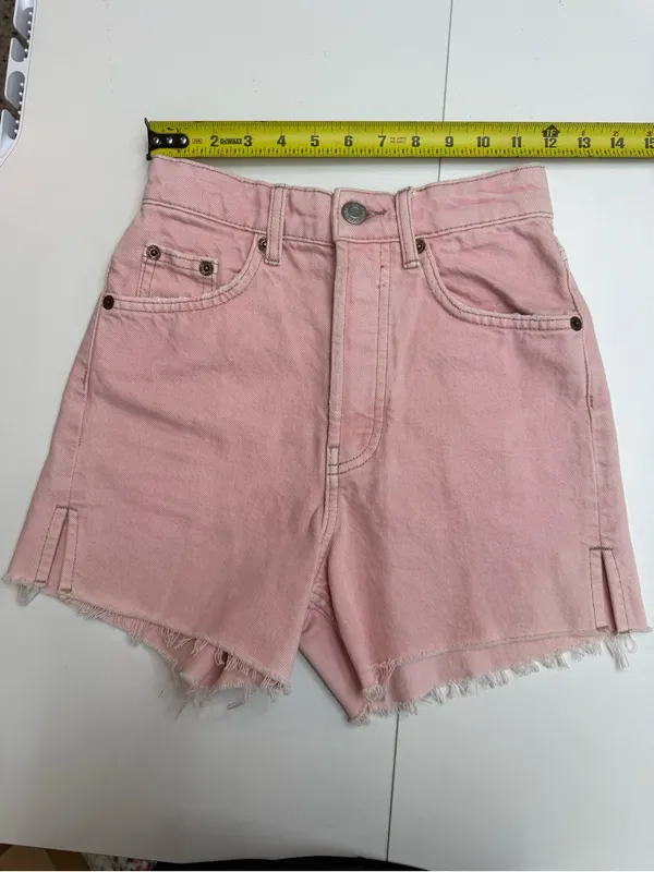 Zara Dusty Pink Frayed Denim Shorts size 0 - Image 7