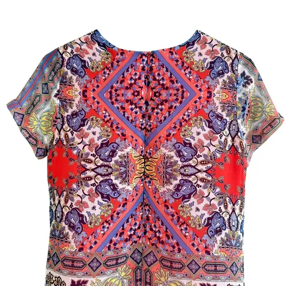 Lulus Kaleidoscopic Print Short Sleeve Shift Dress Red Purple Hankerchief Girly‎ - Image 9