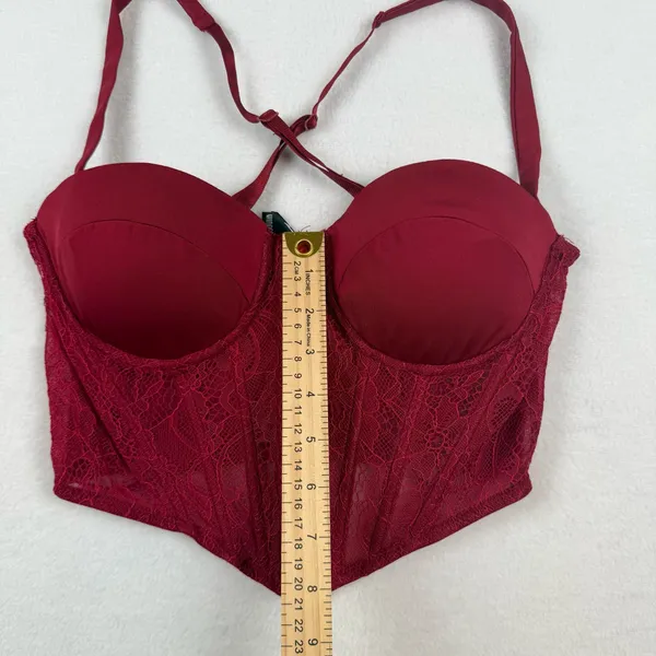 Windsor Lace‎ Corset Top Womens Small Burgundy Hook Eye Bustier Y2K - Image 4