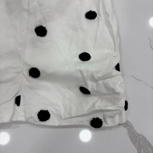 For Love And Lemons Dress Size Medium White Black Polka Dot Mini Linen Blend - Image 7