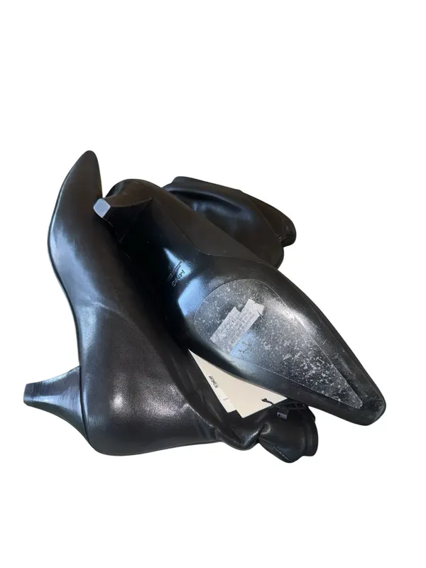 Nwt Mango Mng Black Asa Slouchy Leather Kitten Heel Ankle Boots Bootie Eu39 Us 9 - Image 9
