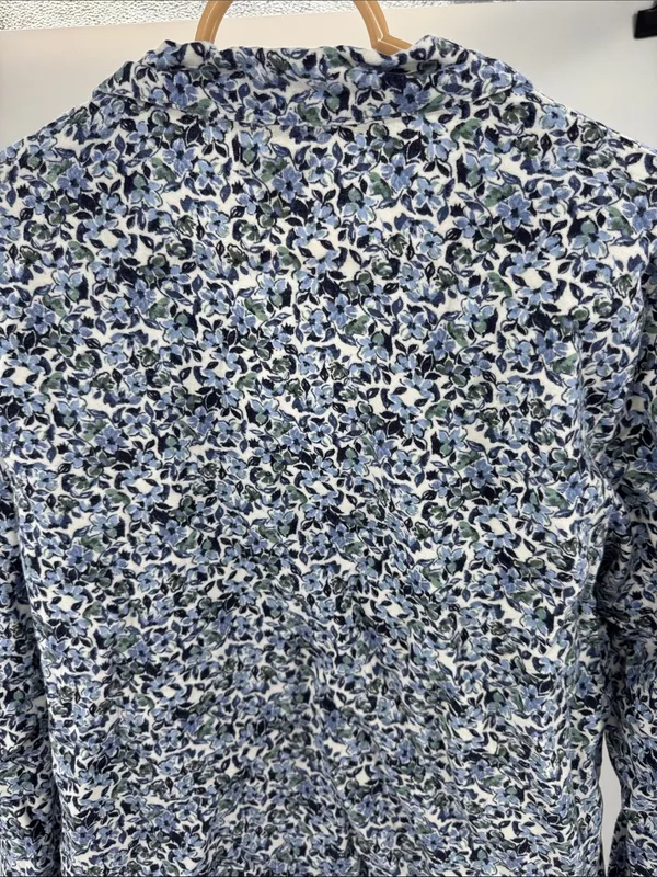 Garnet Hill Blue Green Floral Pajama set organic cotton long sleeve pants L/XL - Image 8