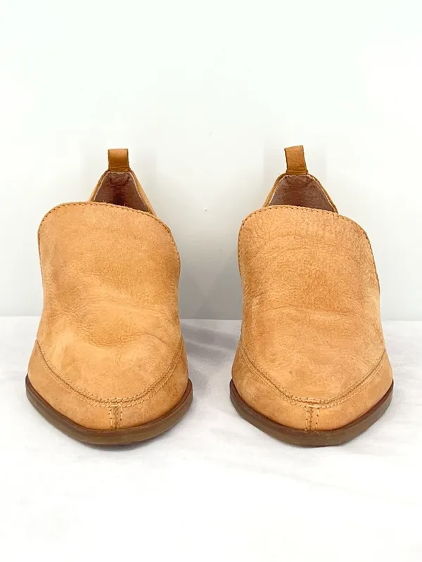 Lucky Brand Mahzam Camel Tan Leather Cutout Pointed Toe Stacked Heel Booties 9M - Image 2