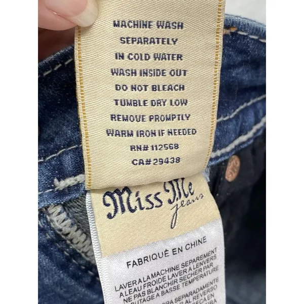 Miss Me Jeans Womens Sz 25 cuffed‎ capri Denim Embellished Fleur de lis Pockets - Image 10