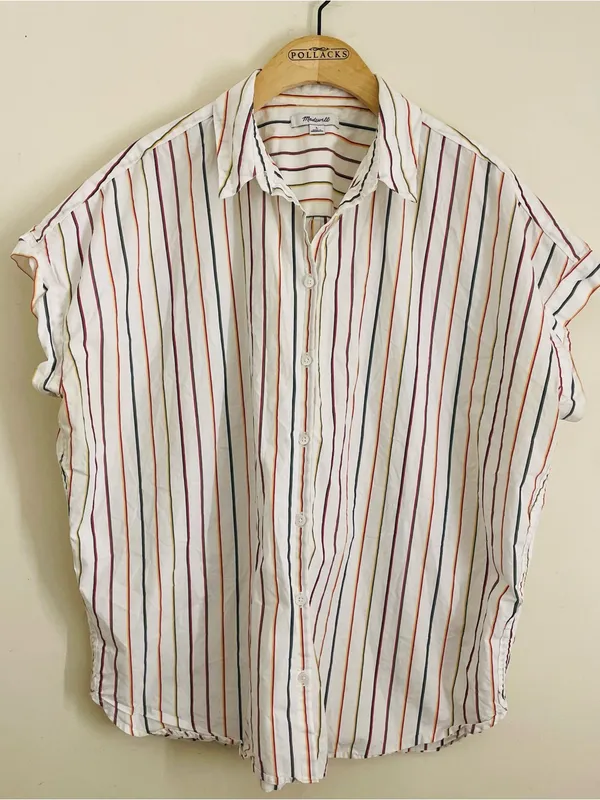 Madewell Central Shirt Oversized Button Front Top Multicolor Sadie Striped L - Image 4