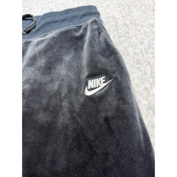Nike‎ Velour Jogger Pants Small Grey Black Velvet Sweatpants Piping Logo - Image 2