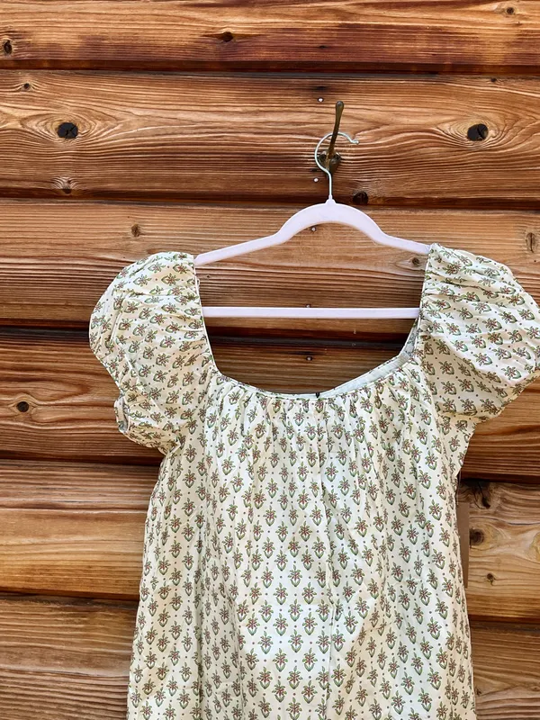 Few Moda Kourt Nya Cream Print S Puff Sleeve Mini Cotton Dress - Image 7