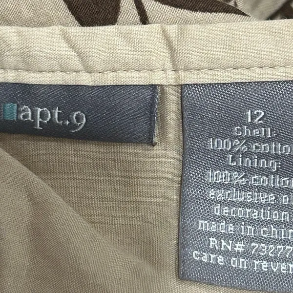 Apt 9 brown tan floral lined skirt size 12 cotton business casual - Image 4
