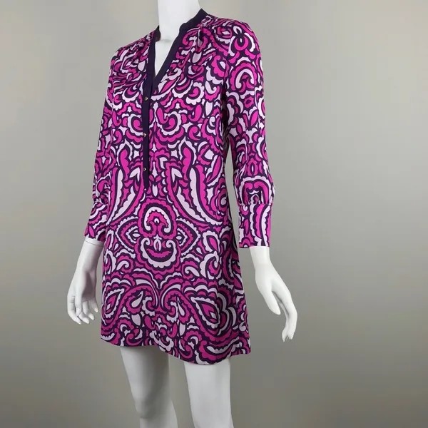 Juicy Couture Purple Print Tunic Shirt Dress Sz XS Colorful Maximalist - Image 3