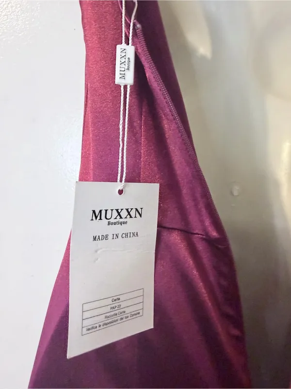 MUXXN S Burgundy Satin Cowl Neck Formal Gown V Back Maxi Dress - Image 10