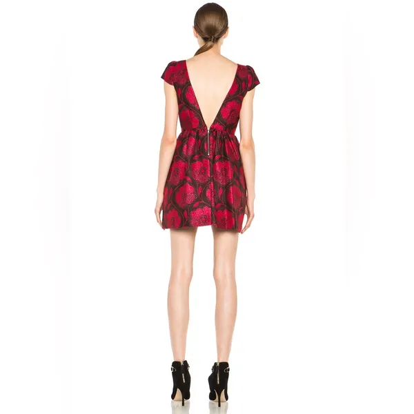 Alice & Olivia | "Nelly Puffed" Dress in Metallic Red, Size 0 - Image 3