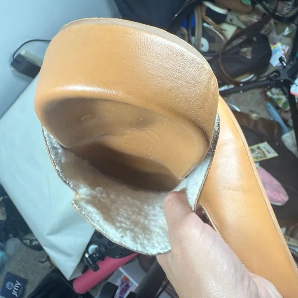 J Crew Pacific Toasted Wheat Sherpa Lined Leather Women’s Mules Clogs Slide 9.5 - Image 11