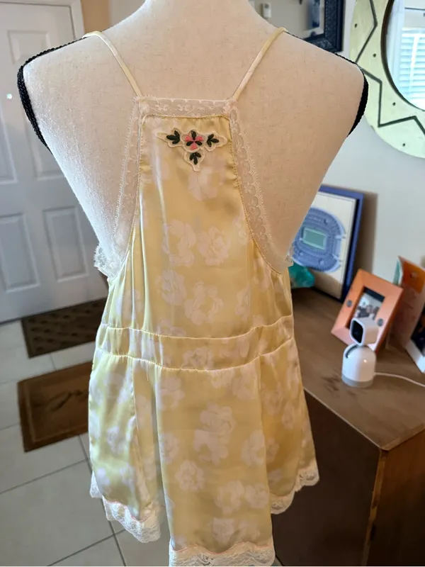 Free People Intimately Pale Yellow Lace-Trim Cami - Image 7