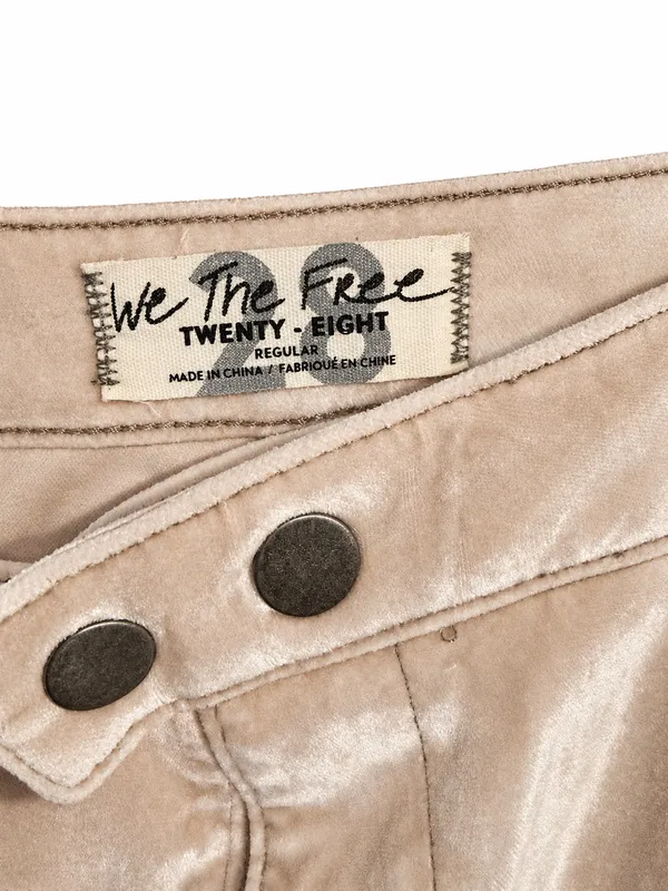 Free People champagne cream velvet cropped skinny pants Waist 28 nwot - Image 2