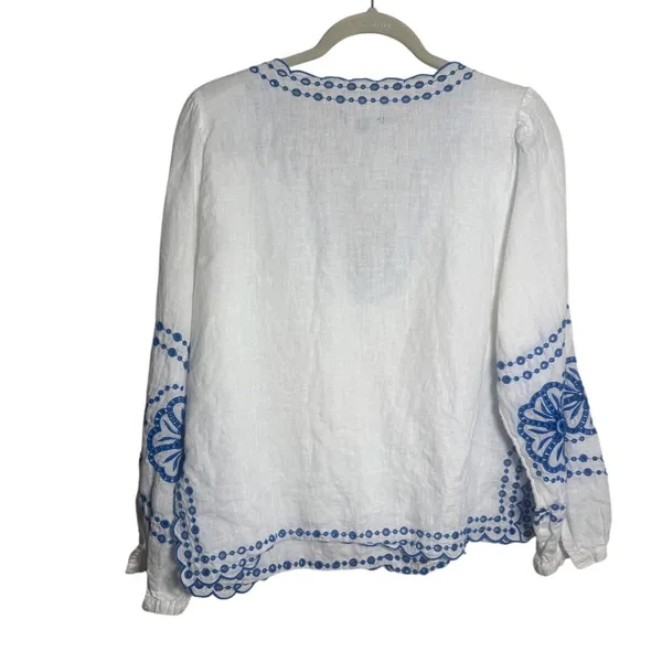 J. Crew Bungalow Embroidered Linen Top Women's Sz. S - Image 4