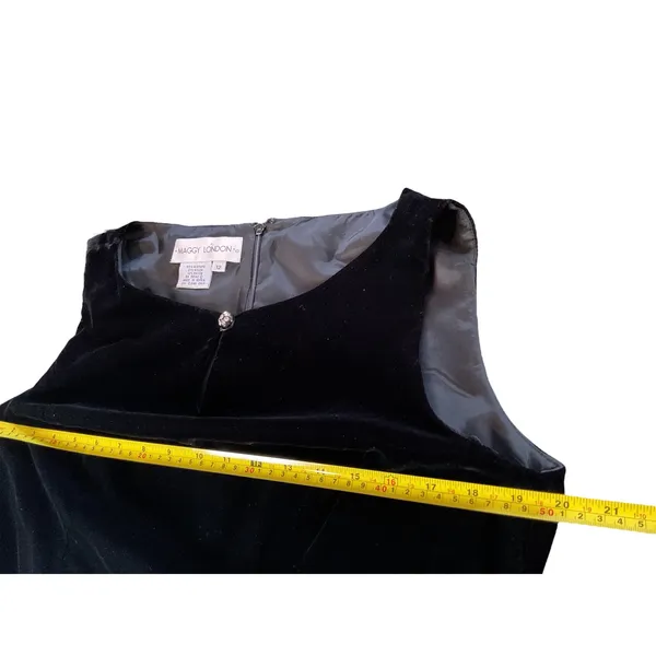 Maggy London‎ Black Velvet Maxi Dress Sleeveless Evening Gown Size 12 - Image 5