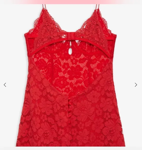 For Love & Lemons Mini Dress Lace Red - Image 2