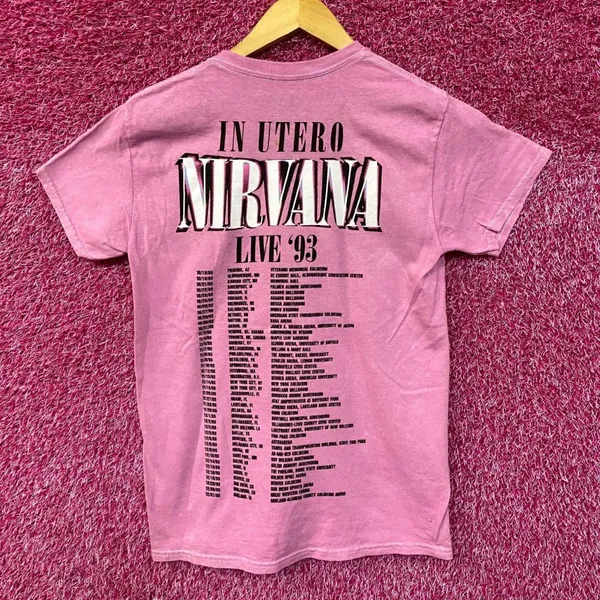 Nirvana In Utero Live 93 Rock Tour Dates Grunge Band Tee S - Image 3