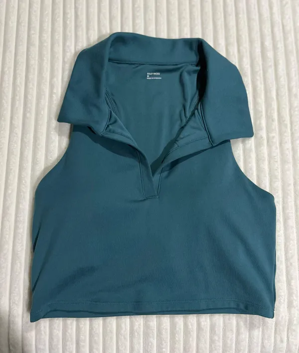 Gilly Hicks Go Recharge Polo Sports Bra Top Teal- Size Medium - Image 2