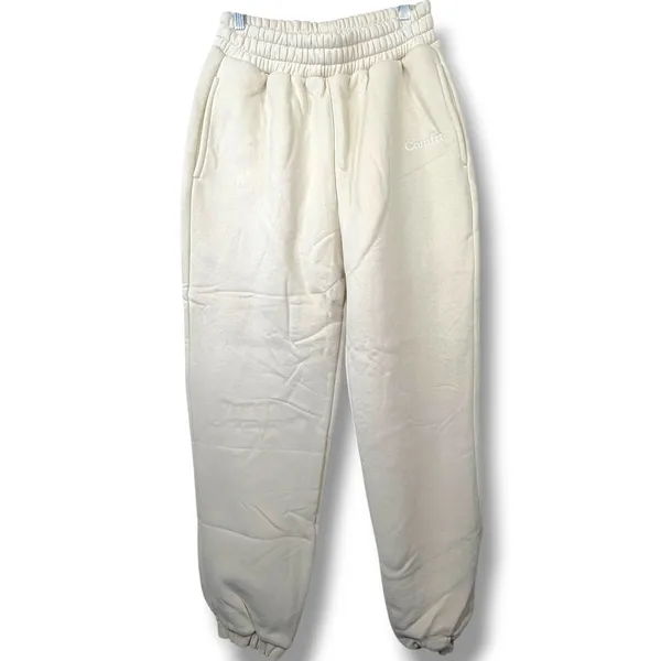 NEW Comfrt Bone Cotton Fleece Signature Sweatpants Straight Fit Joggers Small - Image 2