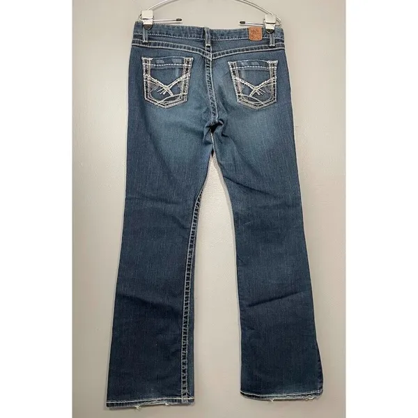 Buckle BKE Denim Kate Jeans Size 28X31.5 Whiskered Blue Western Bootcut Low Rise Y2K - Image 4