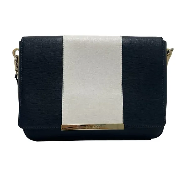 Ripani Italian Leather Handbag Purse Shoulder Bag Navy Blue white Nautical Italy - Image 3