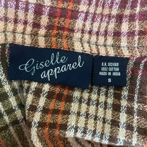 Giselle Apparel Women Zip‎ Front Plaid Shacket Small Orange Cabincore Western - Image 7