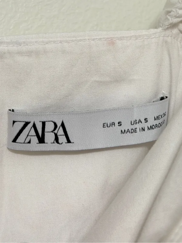 ZARA WHITE BABYDOLL CROPPED TOP SMALL BLOUSE WOMENS BEACH SUMMER blogger fave - Image 3